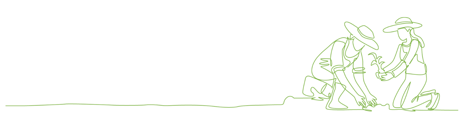 line drawing of two gardeners